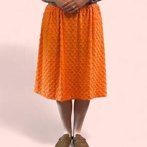 Orange y2k funky handmade skirt with stretchy waistband women's med
